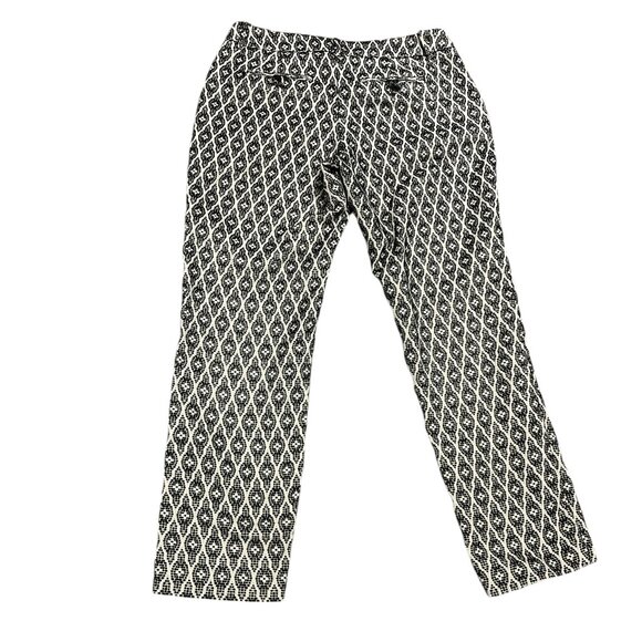 MERONA Crop Pants Size 6 Classic Cotton Embroidered Pattern Black & White - Picture 7 of 13